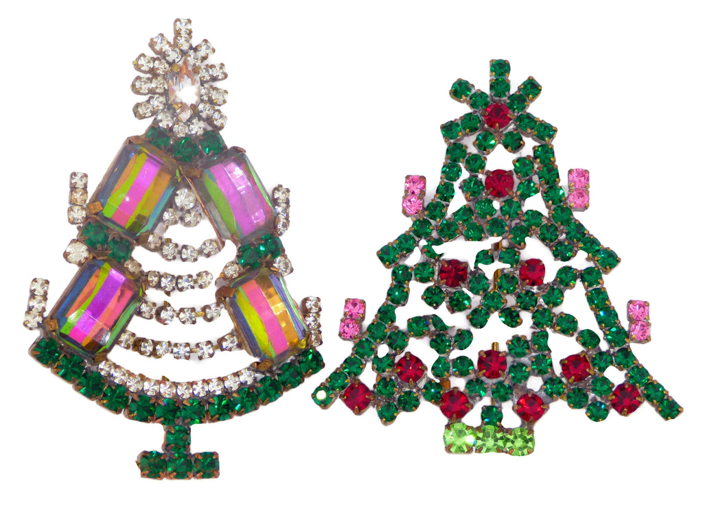 Czech Christmas Rhinestone Trees - Vintage Lane Jewelry