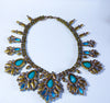 Blue Rhinestone and Opaque Blue Czech Glass Statement Necklace - Vintage Lane Jewelry