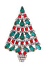 Red and Green Czech Glass Rhinestone Christmas Tree Brooch - Vintage Lane Jewelry