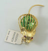 Joseph Warner Caged Peridot Glass Rhinestone Mouse Figural Pin Brooch - Vintage Lane Jewelry