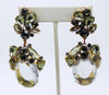 Czech Glass Smoke Grey Dangle Pierced Style Earrings, Rhinestone, open-back - Vintage Lane Jewelry