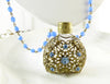 Vintage Czech Glass Gold Filigree Perfume Bottle Necklace - Vintage Lane Jewelry