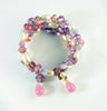 Vintage Miriam Haskell Glass Pearl, Purple and pink glass beads, wedding cake beads Memory Coil Bracelet - Vintage Lane Jewelry