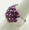 Natural Raspberry Rhodolite Garnet 14k White gold over Sterling Silver Ring, Size 9 - Vintage Lane Jewelry