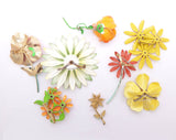 Orange and Yellow Flowers Enamel Flower Lot - Vintage Lane Jewelry