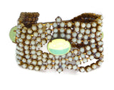Vaseline Uranium Czech Glass Bracelet - Vintage Lane Jewelry