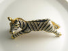 Massive Black Enamel Ice Rhinestone Striped Zebra Shoulder Pin - Vintage Lane Jewelry